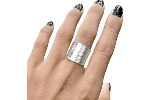 Hammered Sterling Silver Handmade Wide Band Ring