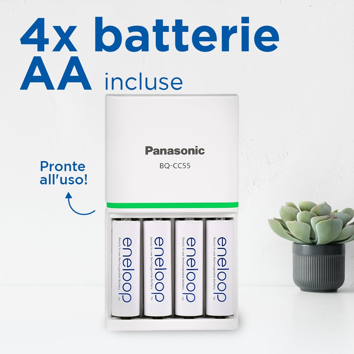 Caricabatterie Eneloop SmartPlus - Ricarica 4 Batterie AA/AAA In 1,5 Ore Con 4 Batterie Incluse - Foto 6