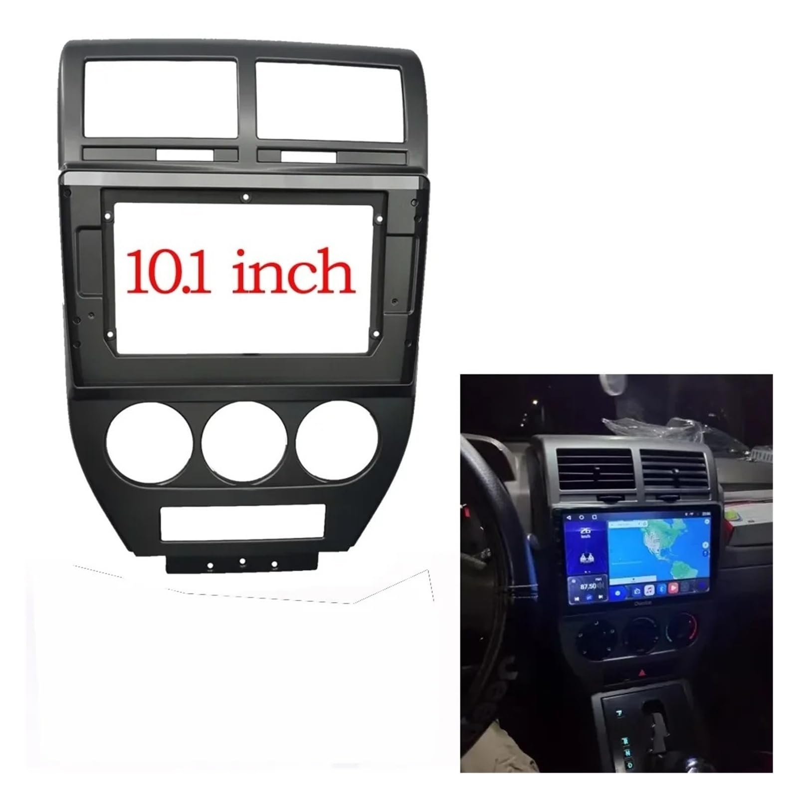 Fascia Marco Panel Salpicadero Plástico Radio Coche 2 DIN 101 Pulgadas Marco GPS Mp5 Kit Montaje Tablero para Jeep para Compass para Patriot 2007-2009 Juego Panel Radio