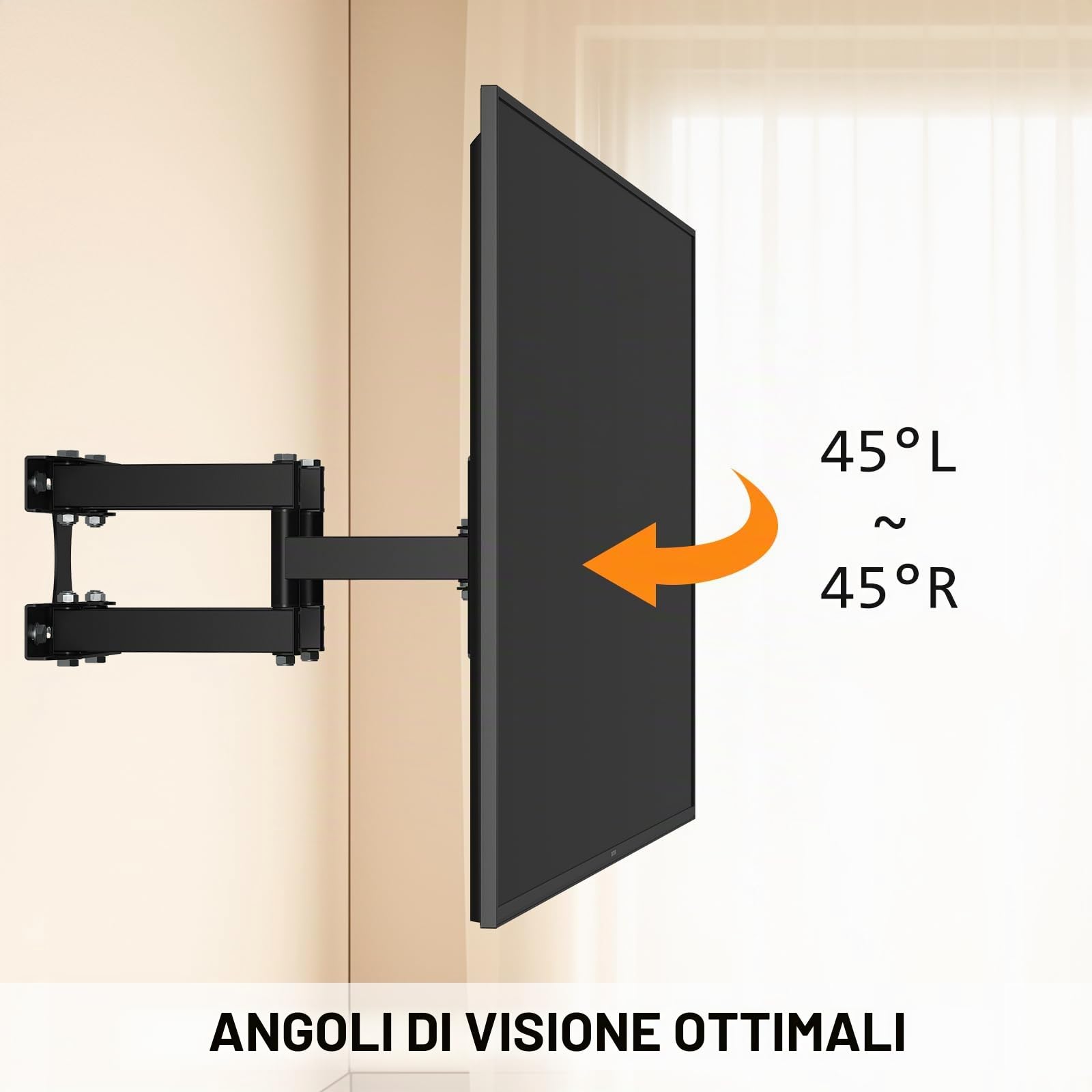 Muchen Supporto TV A Parete Inclinabile Supporto TV Inclinabile Per Monitor TV Piatto E Curvo Da 26-55 Pollici Fino A 30 kg Max.VESA 400x400mm