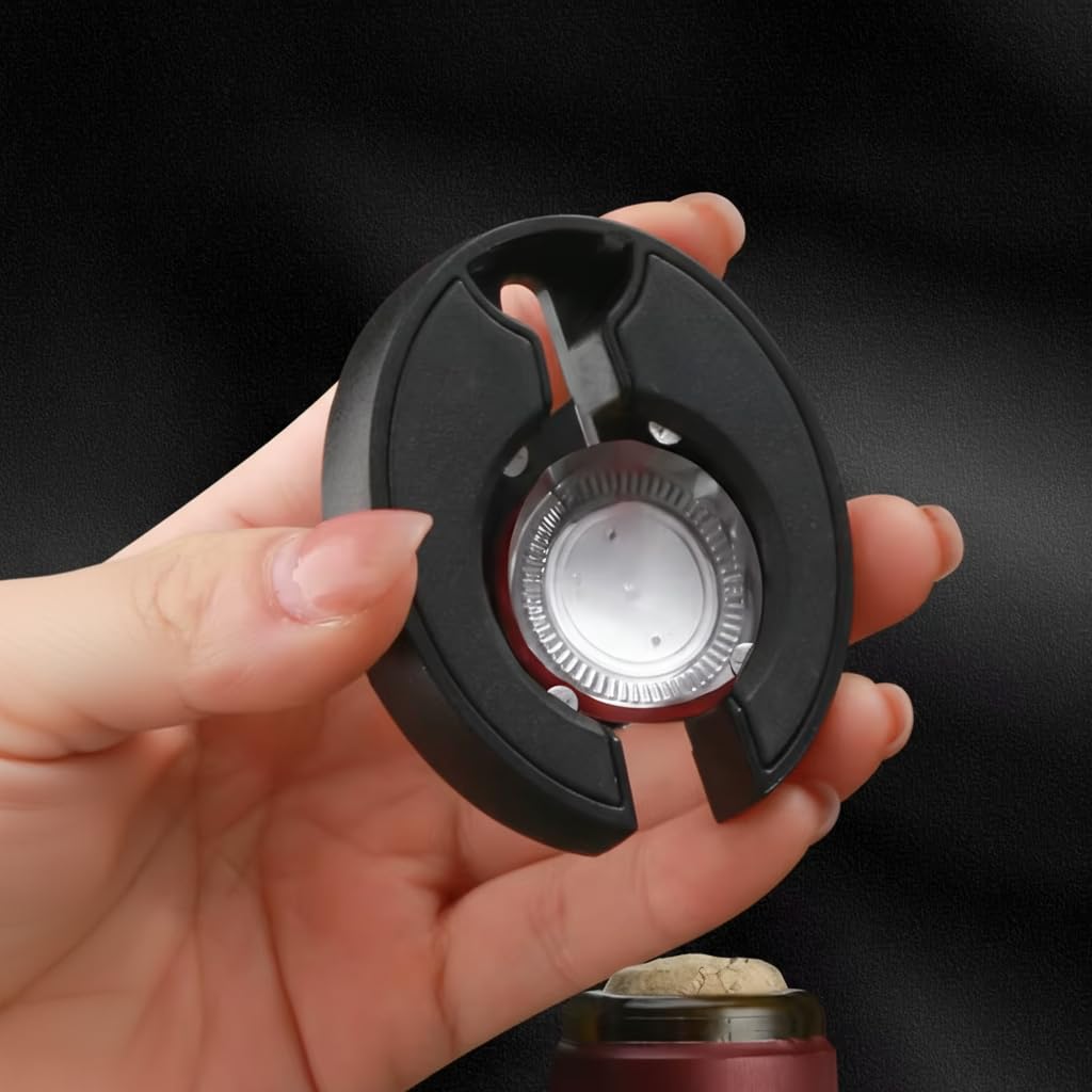 Taglia Capsule Vino Nero Acciaio, Taglio Preciso e Sicuro, Design Compatto ed Elegante, Accessorio da Cucina e Bar, Facile da Usare e Pulire