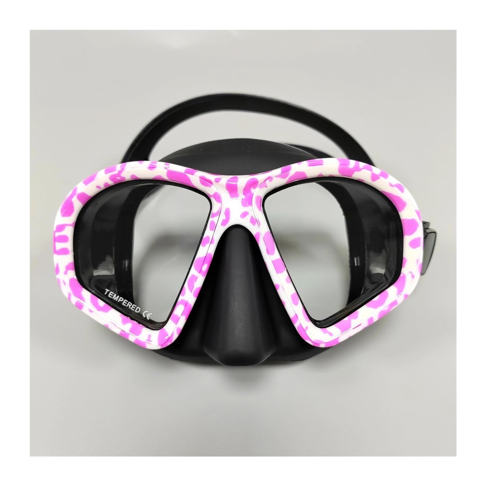 Masque Masques de plongée Masque de plongée sous-Marine Camouflage Anti-buée équipement de pêche au harpon Masque de Natation(Pink White)