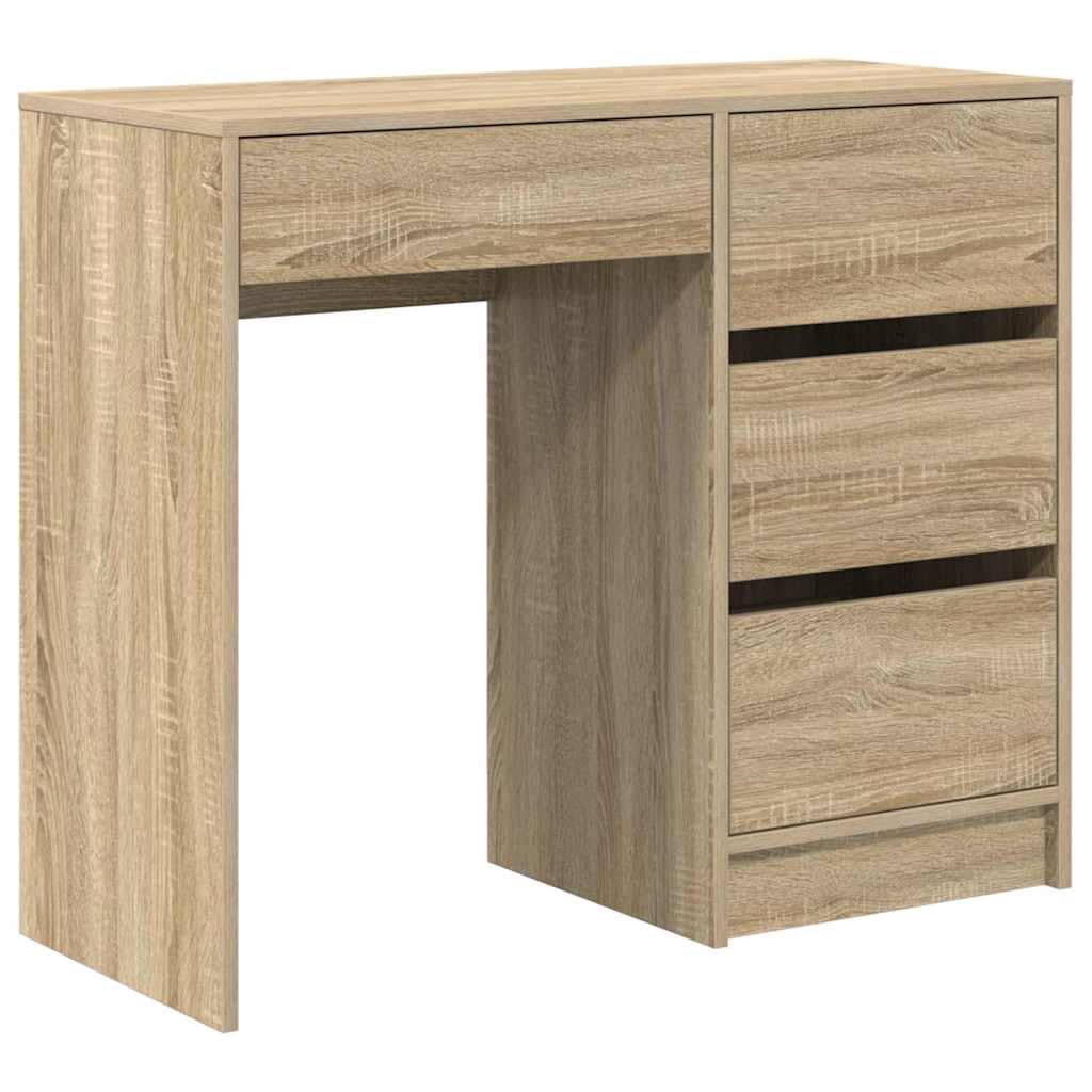 Scrivania in Legno di Ingegneria con Ripiani e Cassetti 90 x 37.5 x 75 cm