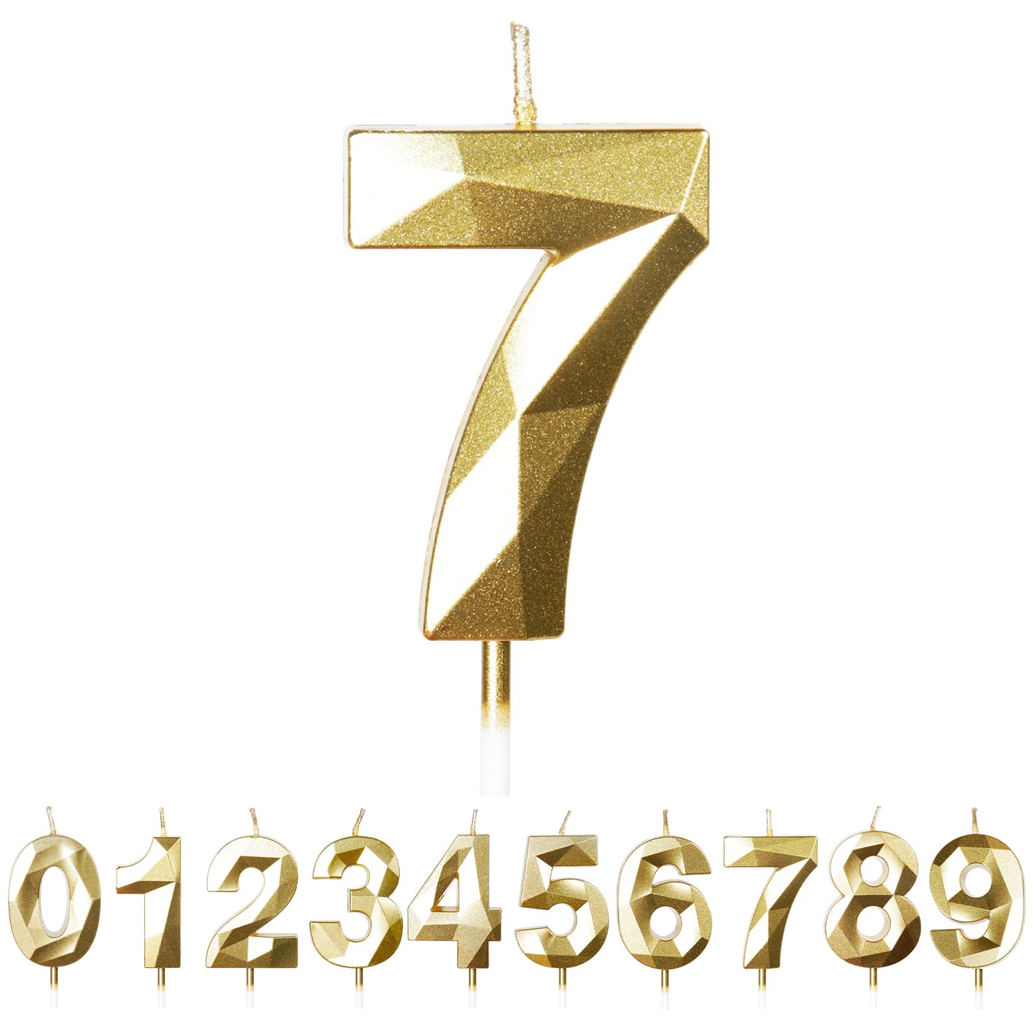 Fuzvol Gold Birthday Cake Candles, Number 7 Candle,Cake Topper Decorations