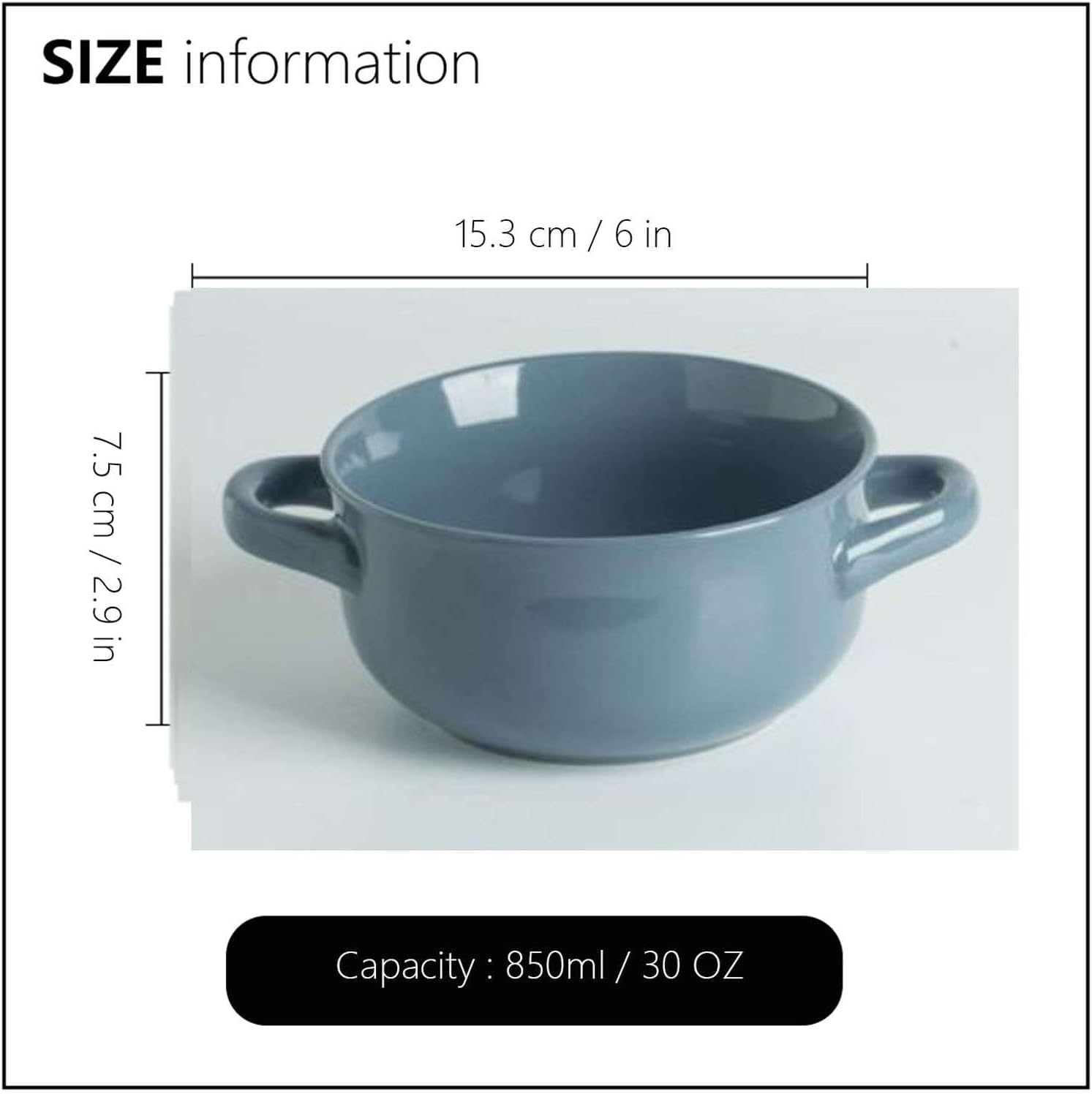 Miski do zupy z uchwytami Naczynia kuchenne, naczynia stołowe, porcelana, ceramiczna miska na zupę, makaron, duże ceramiczne miski na zupę z podwójnym uchwytem, ​​30 uncji, porcelanowe miski do serwow