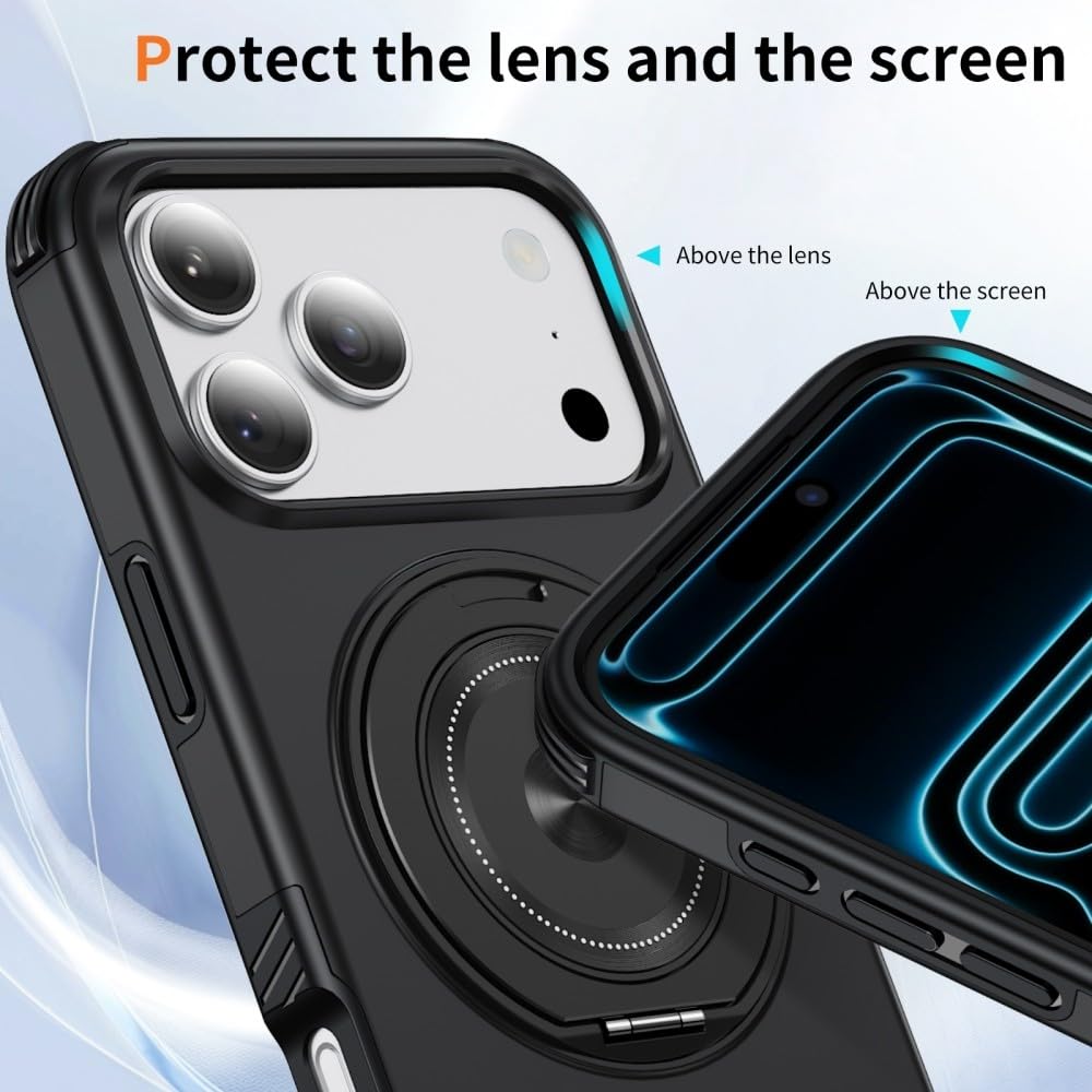 Generic etui kompatybilne z iPhone 15 Pro (kolor: szary) odporny na wstrząsy metalowy stojak obudowa twarda tylna twarda silikonowa twarda obudowa