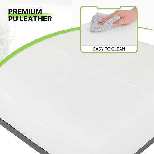 Miniatura 7 de Magshion Juego de 2 taburetes de bar de 31.5 pulgadas de altura de barra con base de metal y reposapiés, taburetes de cuero sintético sin respaldo