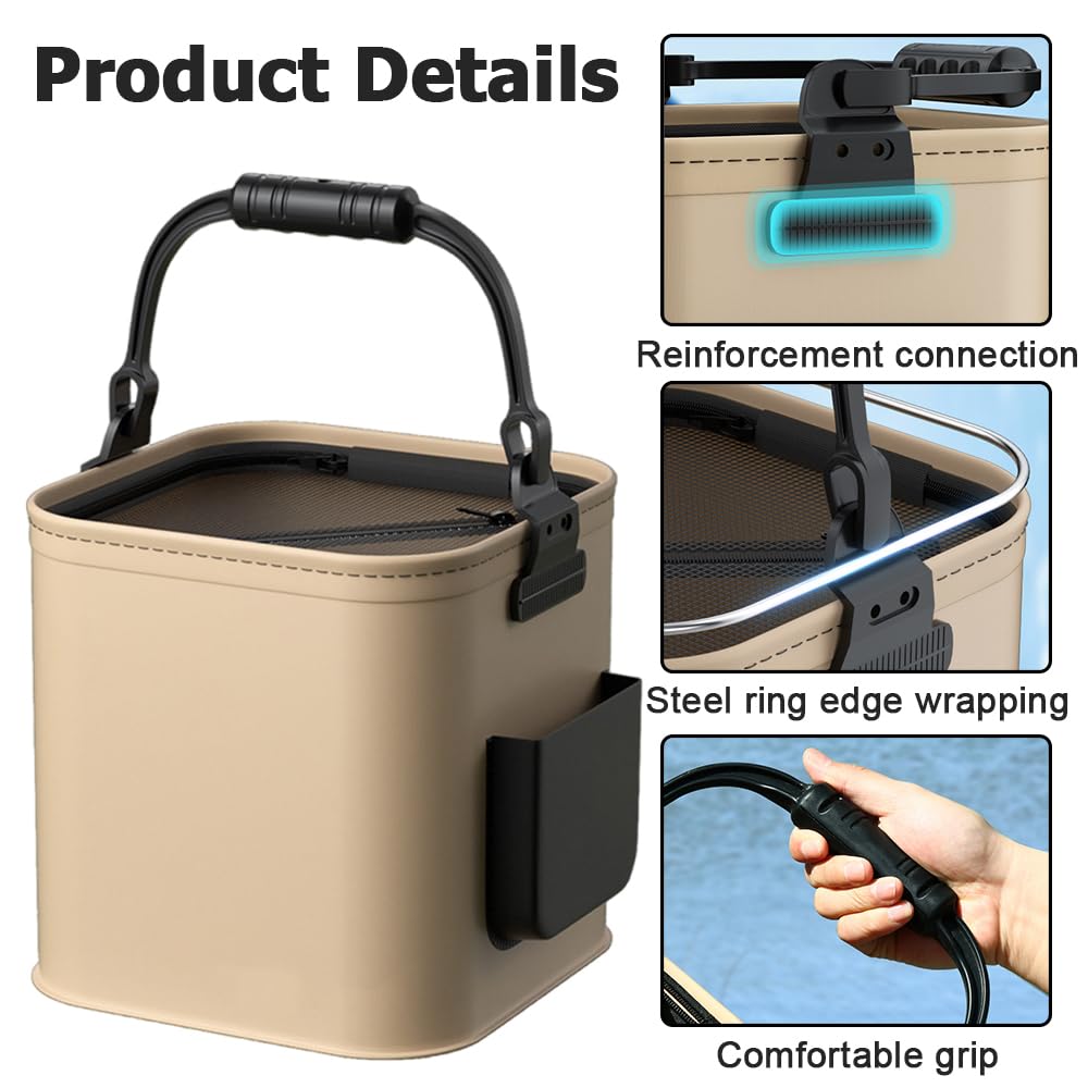 DONGKER Cubo de pesca plegable de 8 L/13 L de EVA, cubo de protección para peces, contenedor multifuncional para pesca en barco y spinning