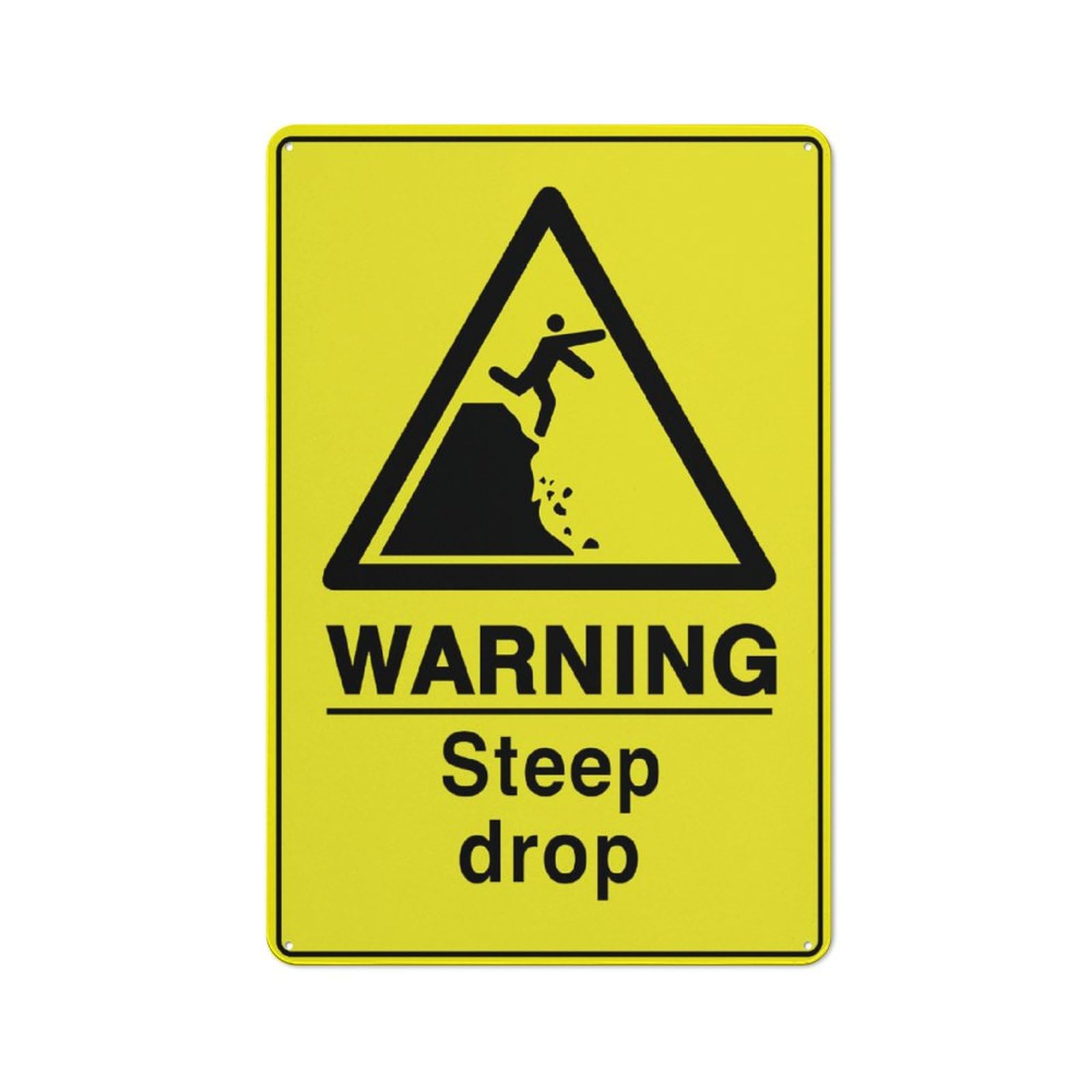 Peiyeety A003 Metal Tin Sign Warning Steep Drop Quote Vintage Metal Wall Art Plaque For Home Living Room Bedroom Farmhouse Patio Rustic Wall Decor 6X8 Inch