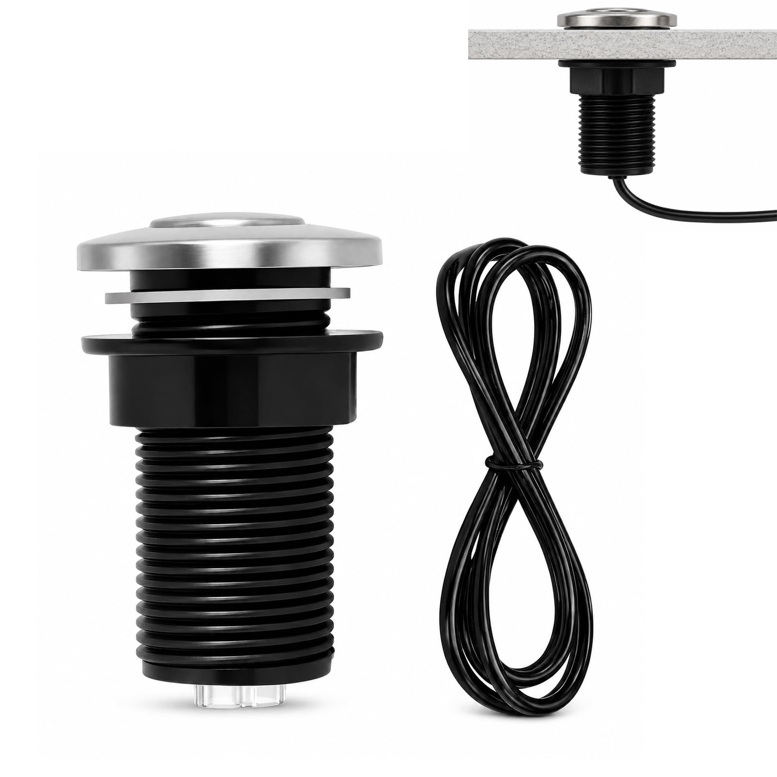 Botón superior del fregadero con reemplazo de manguera de aire, botón de interruptor de aire para eliminación de basura, interruptor activado por aire, piezas de eliminación de basura Ketofa