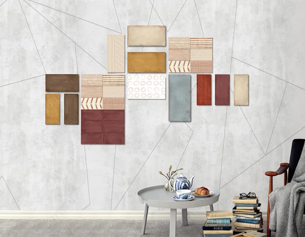 Papier peint intissé géométrique pour masquer les défauts du mur - 2