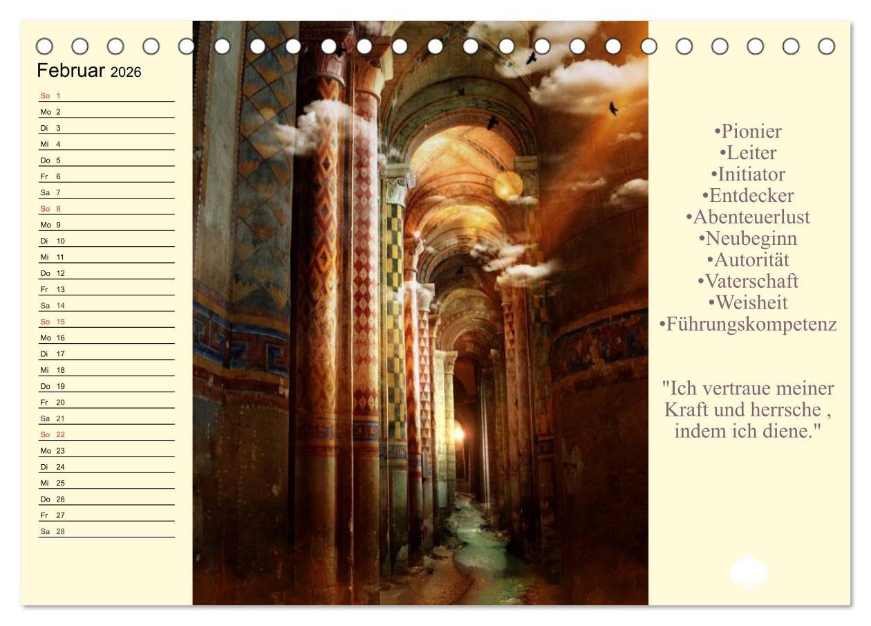 Tarot. Spirituell durch das Jahr (Tischkalender 2026 DIN A5 quer), CALVENDO Monatskalender: Mit dem Tarot glücklich durch das Jahr!