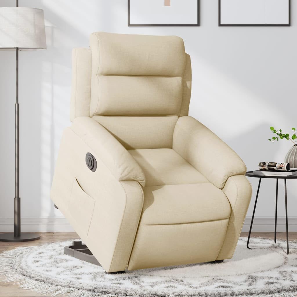 Elektrischer Relaxsessel Cream Beige mit Aufstehhilfe 75x92,5x100 cm Stoffbezug Modernes Design für Living Room Bedroom Seniorengerecht