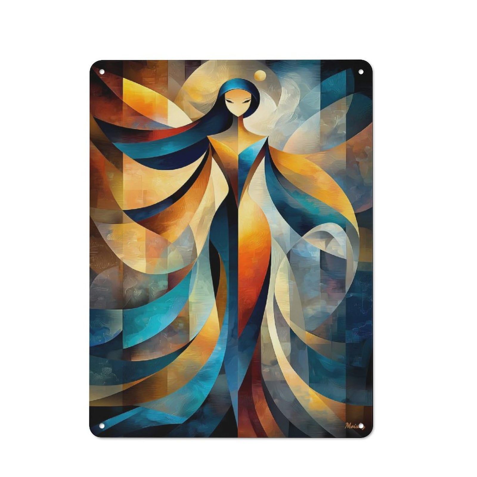 Junmoney Thalassa – Cubist Minimal Mythology Abstract Country Style Metal Wall Decor 40X30cm, Decorative Metal Sign For Kitchen, Cafe, Pantry Or Dining Room