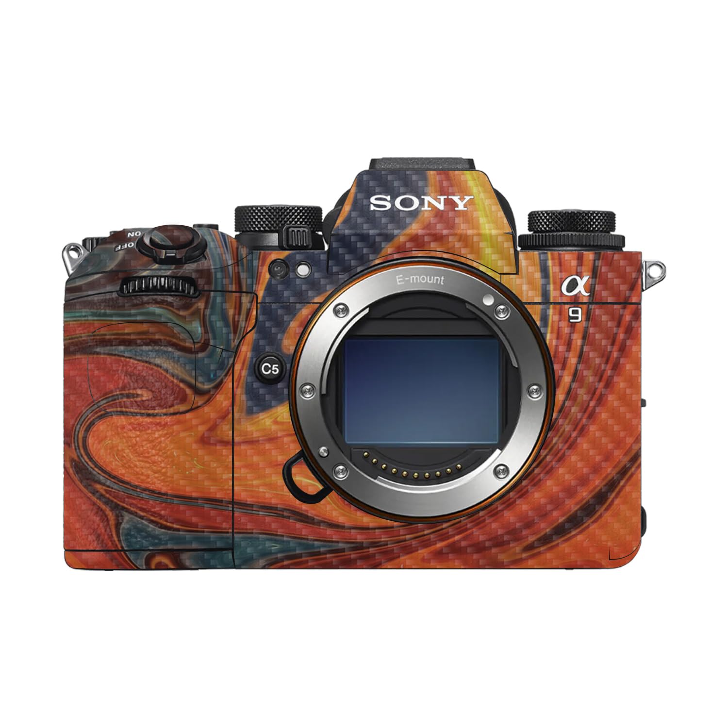 Carbon Fiber Camera Skin Compatible with Sony Alpha 9 III (2024) - Lava Water - Premium 3M Vinyl Protective Wrap Decal Cover - Easy to Apply | Crafted in the USA by MightySkins