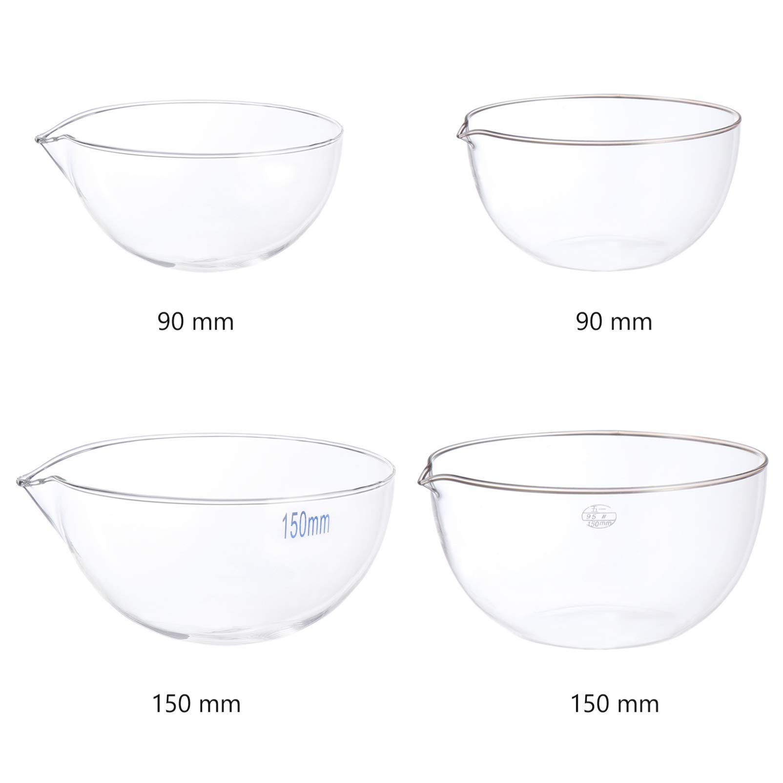 Baluue Bassin D'évaporation en Verre Transparent avec Bec Verseur, Outil de Laboratoire Rond pour Évaporation en Milieu Scolaire et Scientifique