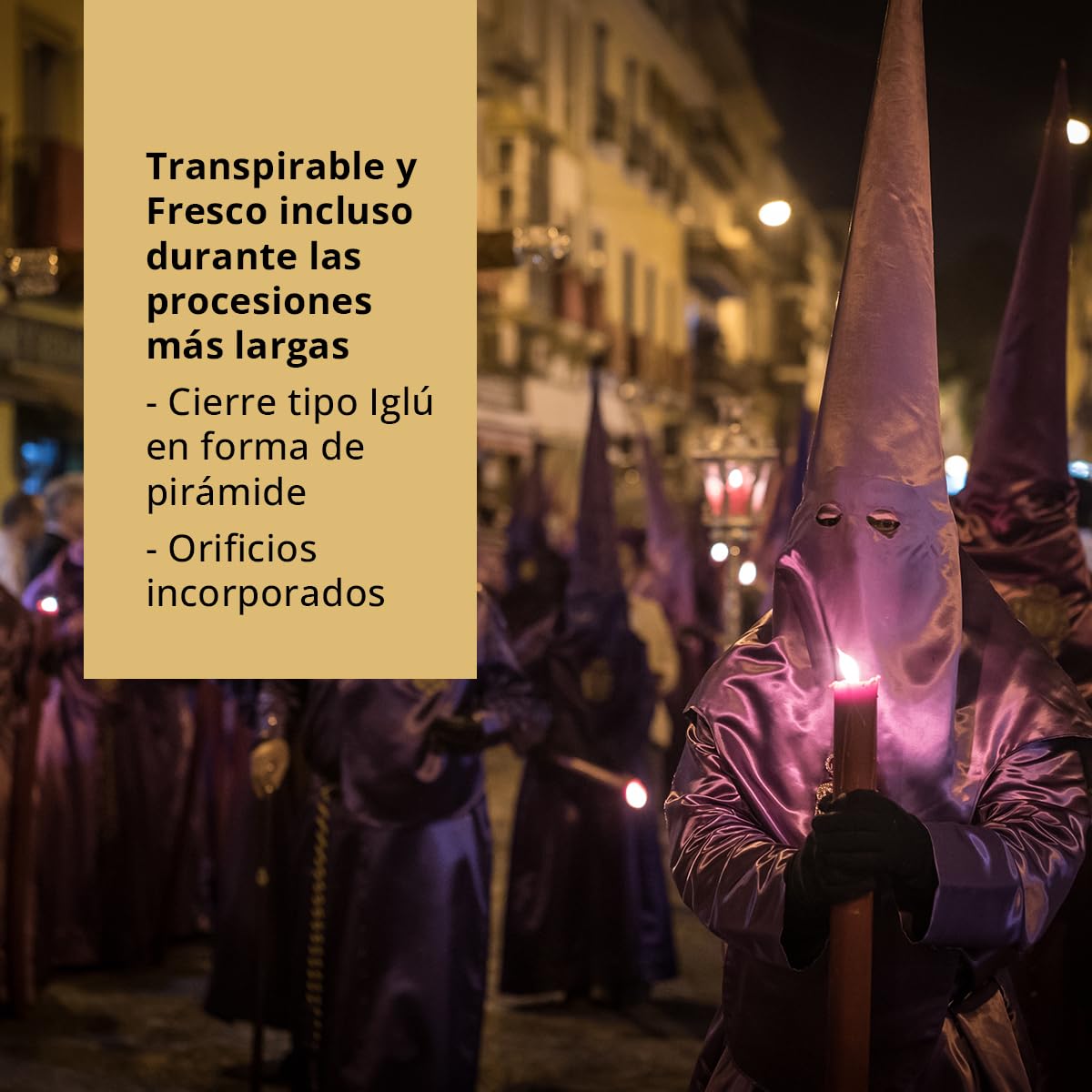 Genérico Capirote de Nazareno para Semana Santa - Material: Plástico - Ideal para Mujeres - Transpirable y Ajustable - Altura: 40 cm hasta 100 cm - Parasceve (70cm)