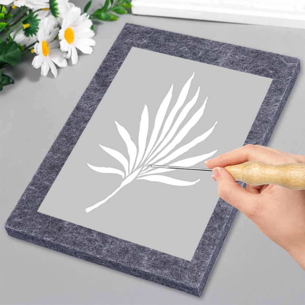 Lot De 2 Tapis De Feutrage Et 2 Aiguilles – Set De Feutrage à Sec Pour Laine, Tissu, Papier – Idéal Pour Projets DIY – Dès 4 Ans