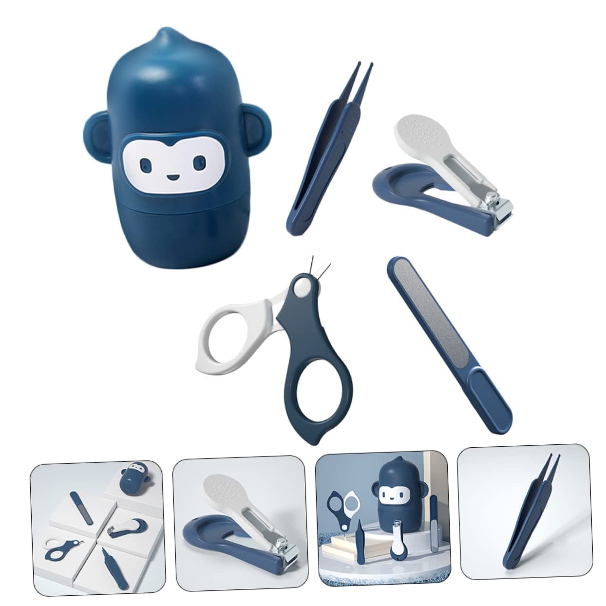 VICASKY 3sets Manicure Per Kit Completo Per Unghie Con Forbicine Limetta e Pinzette Inossidabile Con Design Carino Per Nuove Mamme e Shower