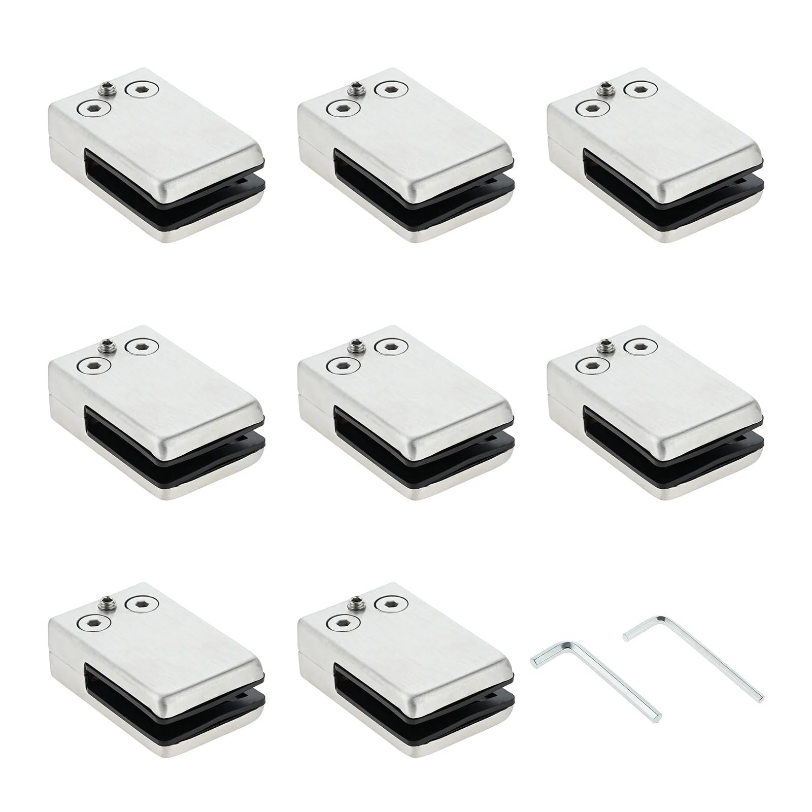 8pcs 304 Glass Clamps Holder Bracket Clip Stainless Steel with Hex Screwdriver for 8-10mm/10-12mm Thickness for Balustrade Stair Handrail