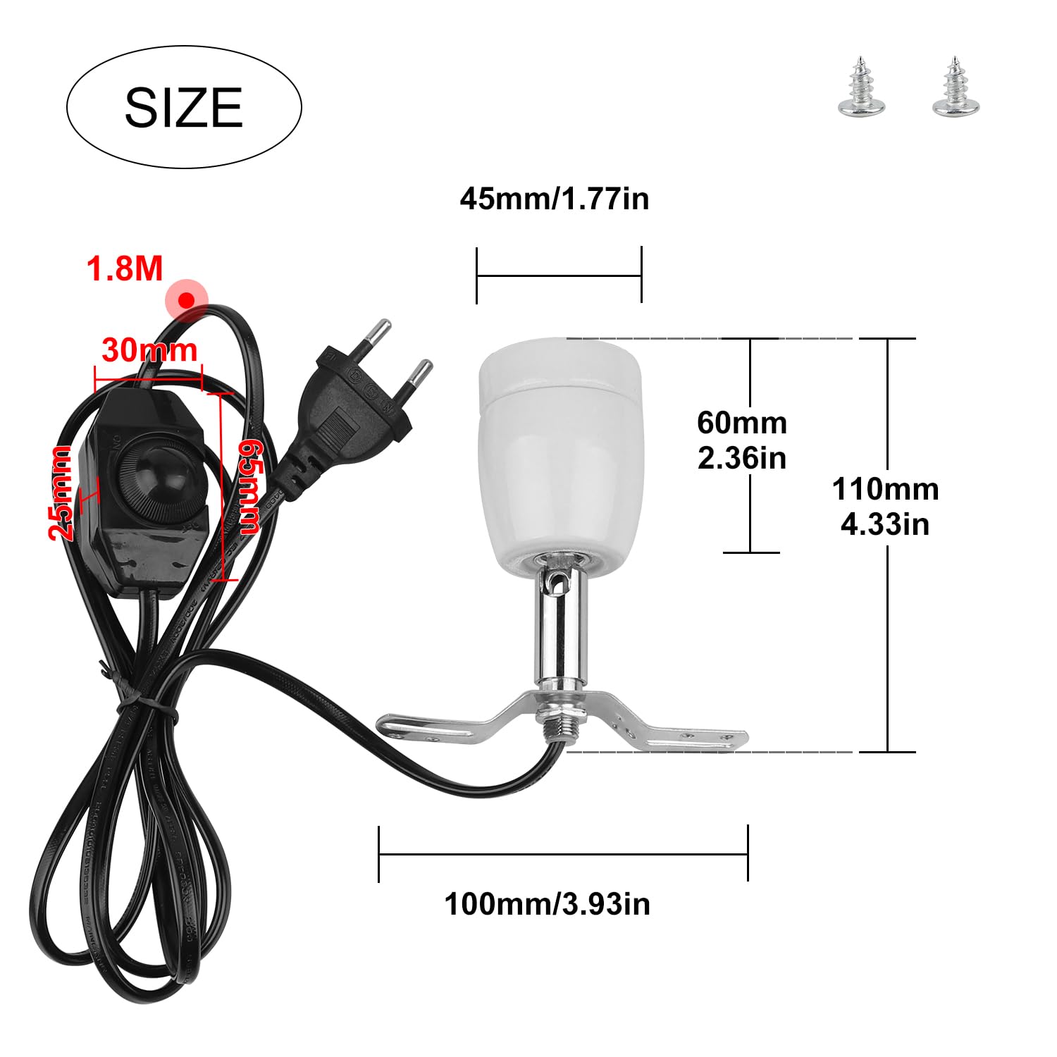 CPROSP Lámpara uvb Tortugas, Calefacción para Reptiles y Anfibios 360 ° Orientable, Fijación para Soporte de Lámpara (2 E27 Bombilla Incluida), Cable y Enchufe de 1,8 m, Temperatura Ajustable — view 2