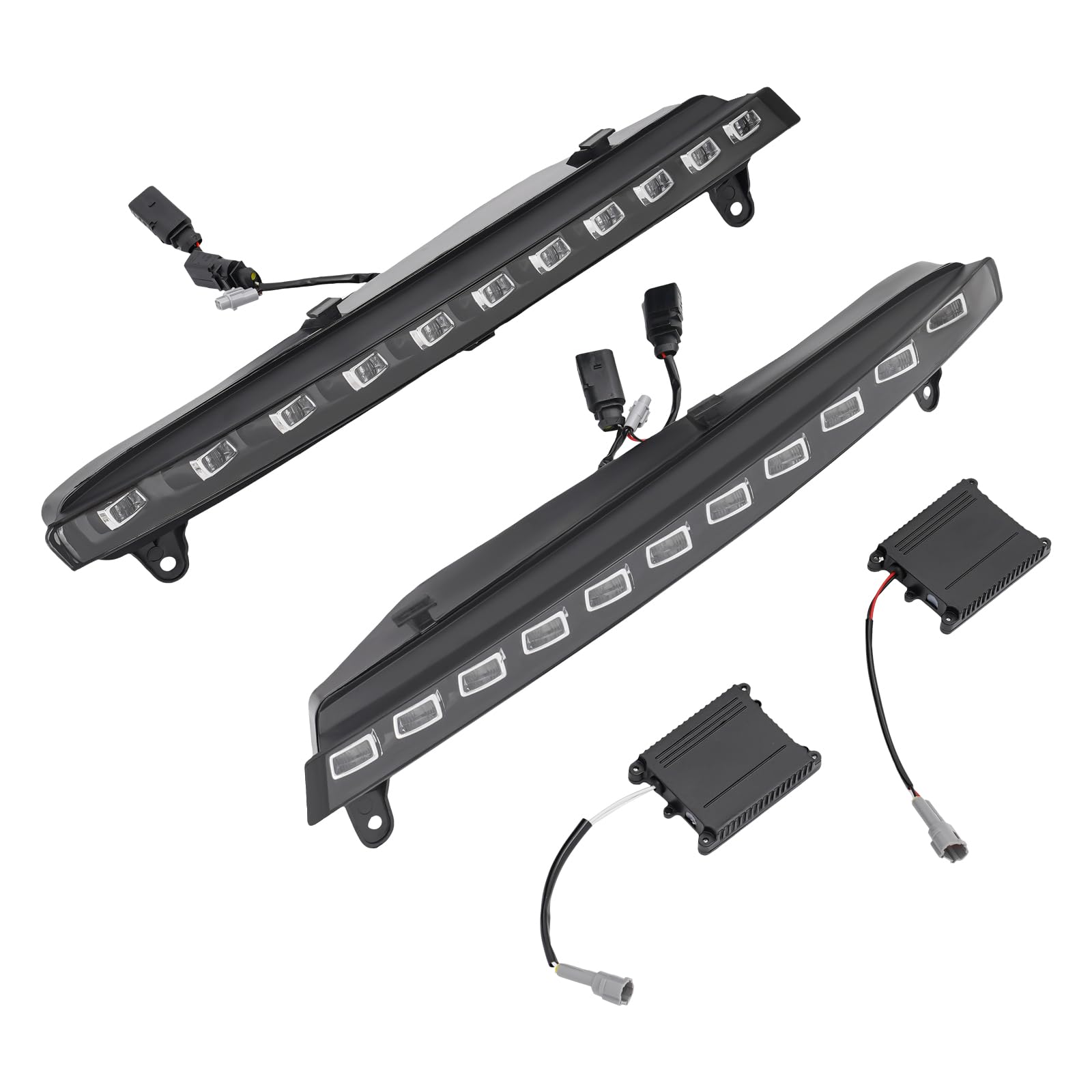 SuiYuLn LED DRL with Turn Signal Light Fog Lamp,Pair Daytime Running Light without Frames for 2006-2009Audi Q7