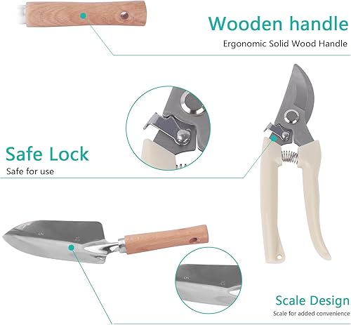 Miniatura 2 de Juego de herramientas de jardín, 7 piezas, juego de jardinería floral para mujer, kit de jardinería de camuflaje de hojas con bolsa de herramientas