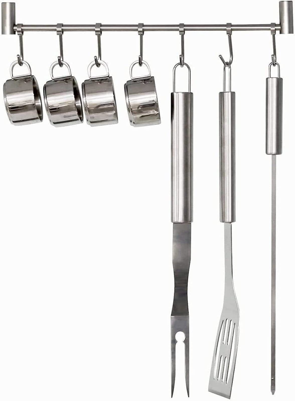 Rail À Ustensiles Sans Perceuse, Support À Ustensiles De Cuisine, Support Mural Pour Ustensiles De Cuisine, Ustensiles De Cuisine, Accessoires De Cuisine, Rangement De Salle De Bain, 7 Crochets