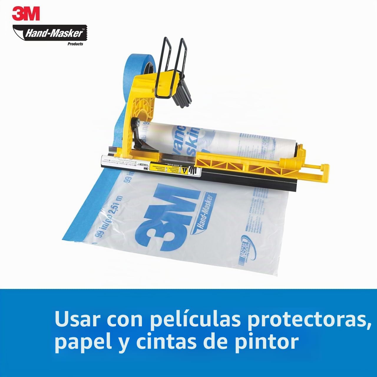 Hand-Masker 3M M3000 - Kit dispensador de cinta de pintor y película de enmascaramiento, 3M protege las superficies de salpicaduras de pintura, incluye hoja de 12 pulgadas, cinta de pintor