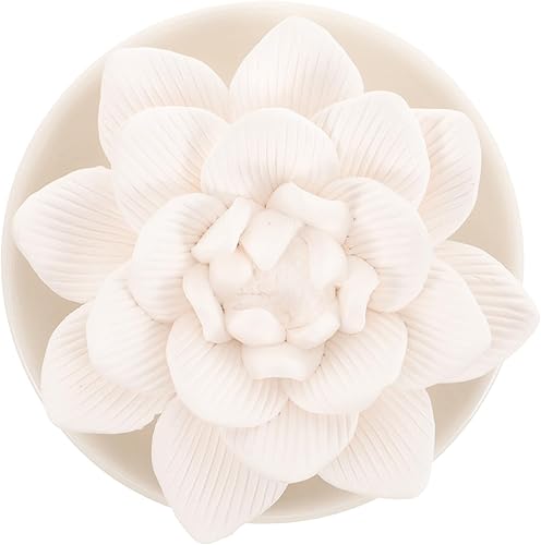 Difusores de aceite esencial, difusor pasivo de flores de loto blanco, difusor de aroma de porcelana de loto blanco, pequeño difusor decorativo para