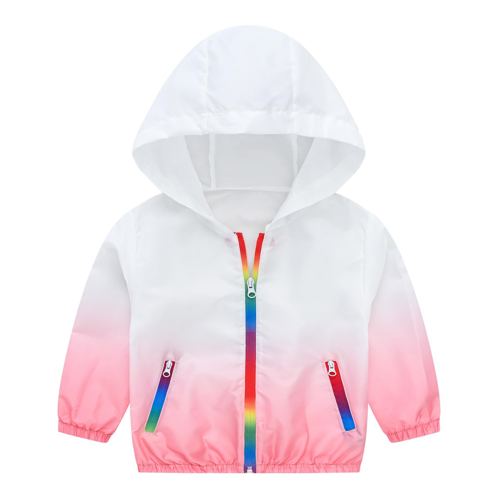 Veste Enfant Fille Imperméable, Manteau de Pluie Léger, Vestes De Protection Solaire LéGèRe Respirante Manteau à Capuche Blouson Coupe-Vent Filles Manche Longue Zipper Poche Enfant 2-12 Ans