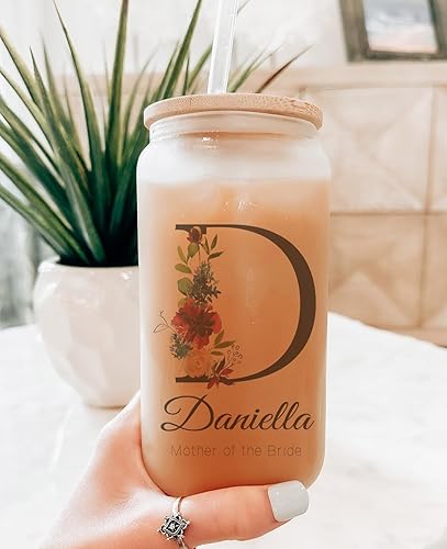 Miniatura 3 de Personalized Glass Tumbler Set with Straw - Christmas Gift - Personalized Design with your Name and Title - Bridesmaid Gifts - Bridal Party Gifts -