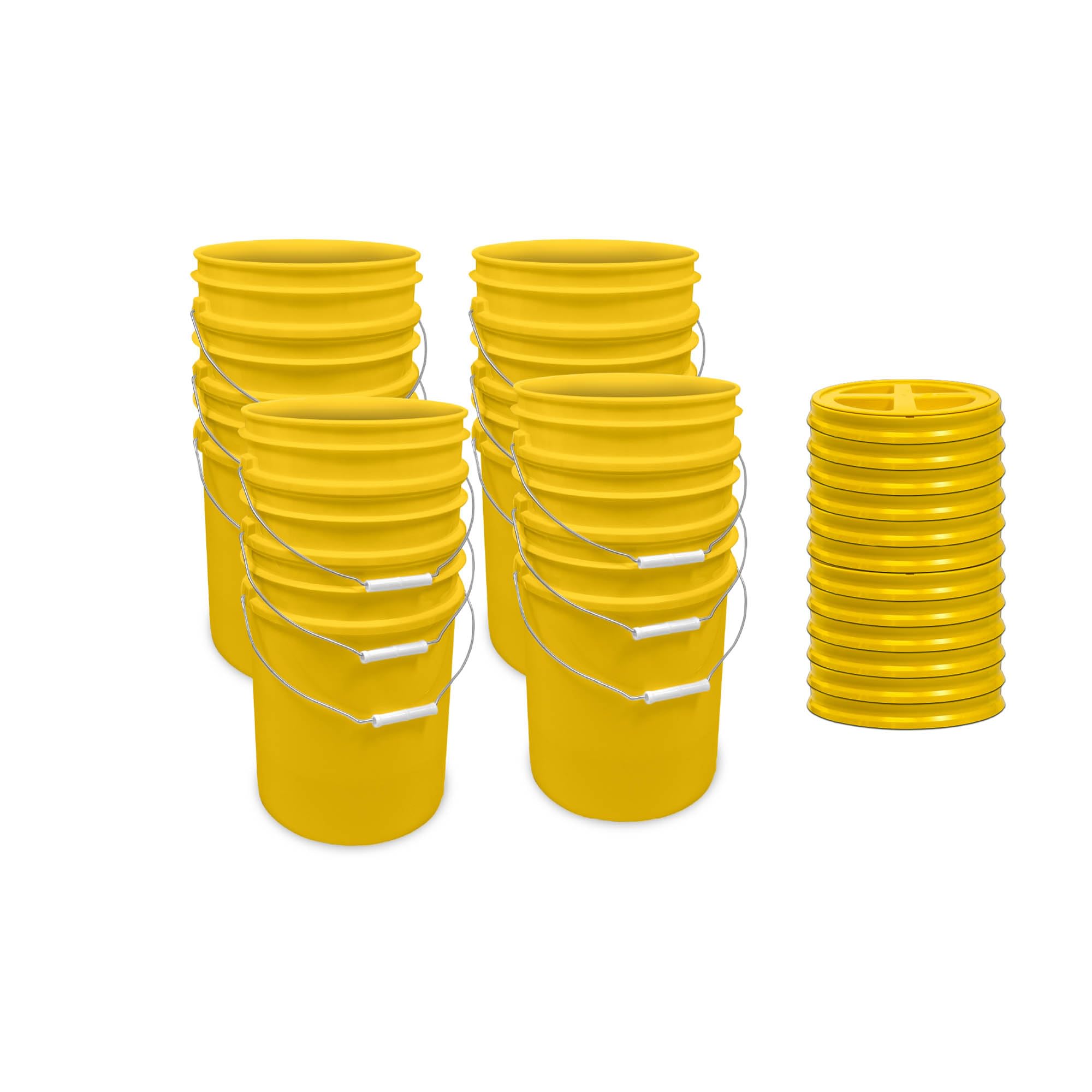 ePackageSupply 5 Gallon Bucket - Food Grade Bucket with Airtight Gamma Seal Screw-On Lid, BPA-Free, Heavy-Duty 90 Mil HDPE Plastic, Bulk Storage, Durable Container, Made in USA, Yellow/Yellow,12 Packs