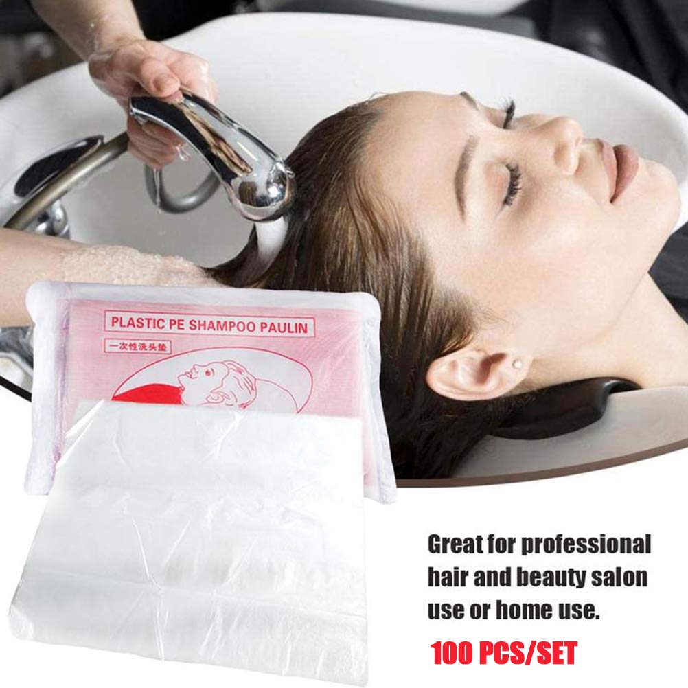 100 x Disposable Transparent Waterproof Plastic Polythene Hair Shawl Capes, 20.86in * 15.74in - Image 2