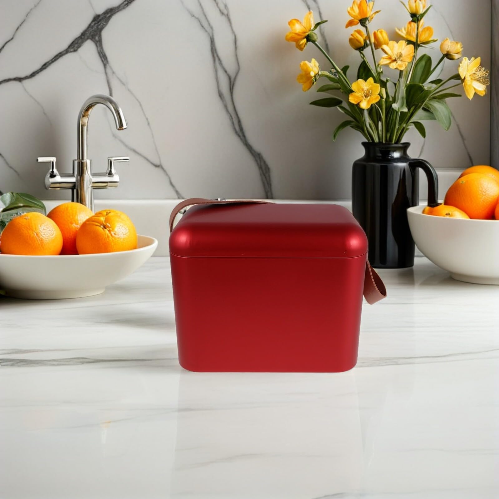 Amosfun Tinplate Airtight Food Storage Can With Sealed Lid And Carrying Handle Portable Metal Tea Candy Container For Kitchen And Travel