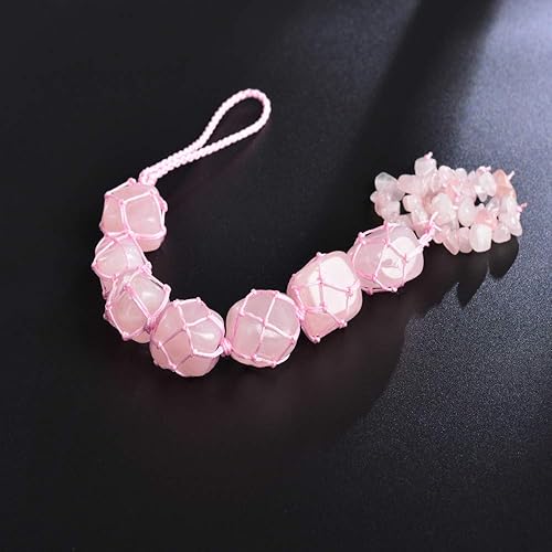 Miniatura 5 de Adornos colgantes de cuarzo rosa de cristal natural hechos a mano para decoración del hogar, adorno de Feng Shui, adorno de yoga, meditación,