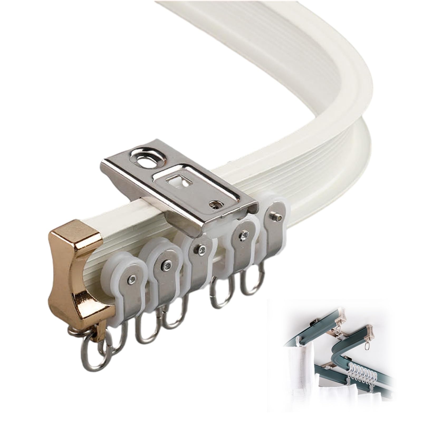 Rail de rideau de plafond flexible en aluminium pour baies vitrées et balcons – Système de rail incurvé pour rideaux de douche et de maison – Installation facile en alliage (couleur : rose)