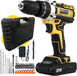 Parafusadeira Furadeira De Impacto 21v 2 Baterias Com Maleta Resistente e Kit de Acessórios