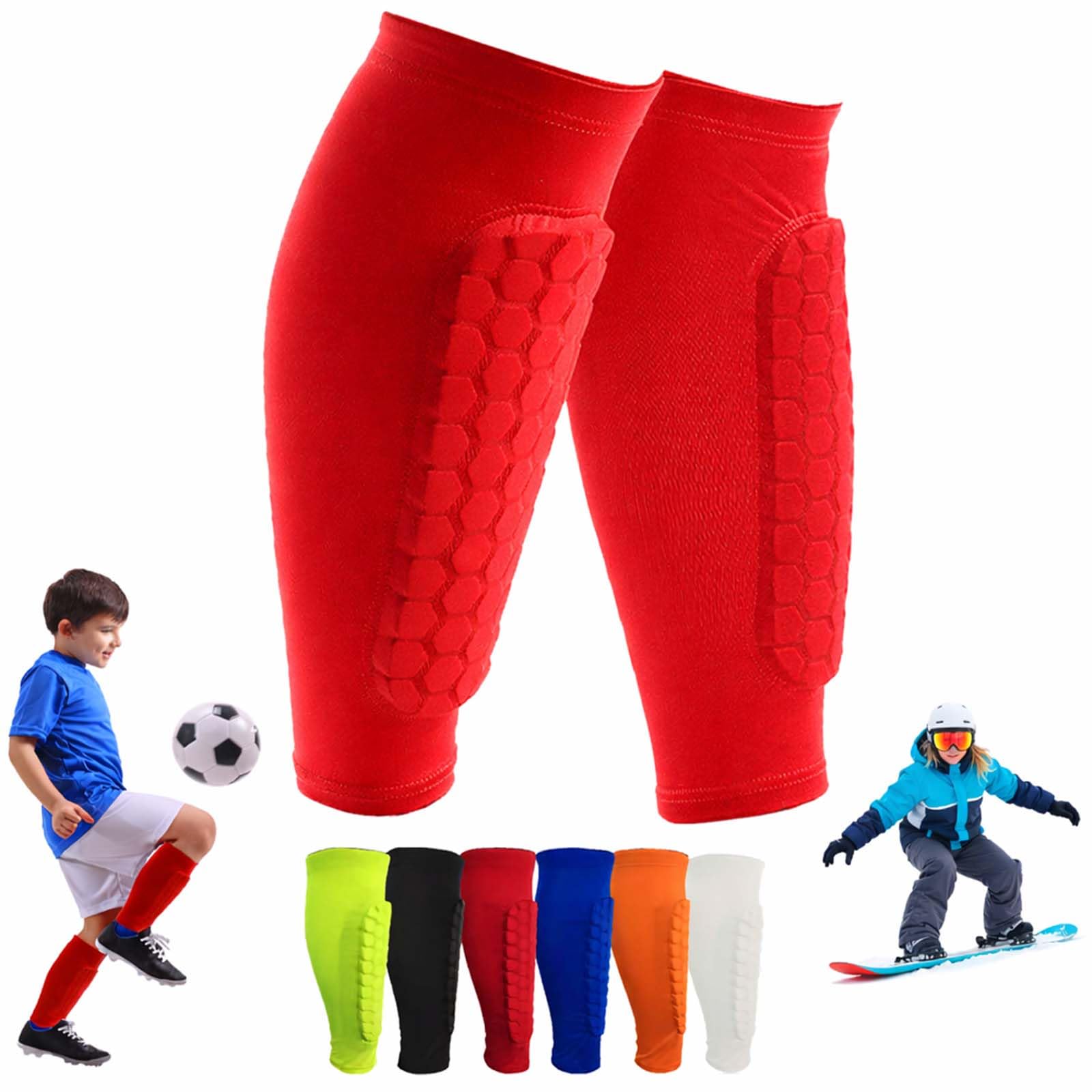 OBVOLO Football Shin Pads for Kids, Youth & Adults Padded Football Shin Guards with Calf Compression Lightweight Protective Gear for Football, Rugby, Baseball - 1 Pair — image 1