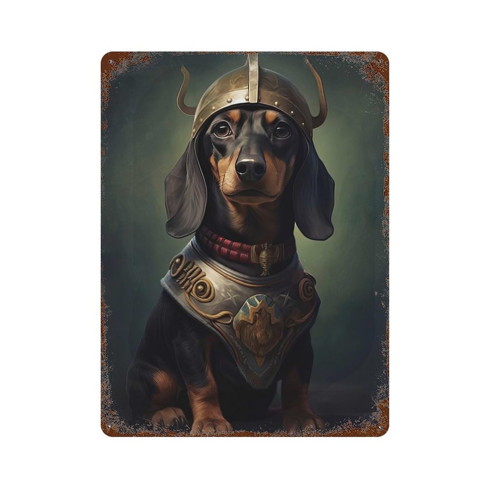 Dachshund Viking Retro Metal Sign 15.7"x11.8", Shabby Chic Decor for Garage, Pub Or Kitchen