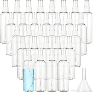WOPPLXY 30Pcs 4oz Clear Plastic Spray Bottles with Caps, Small Plastic Fine Mist Spray Bottles, Refillable Empty Fine Mist Spray Bottle, Travel Spray Bottle with Funnel
