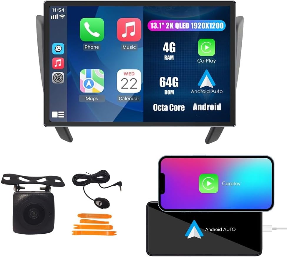Car CarPlay Android Auto Navigation Stereo GPS Radio Camera Display 13.1" QLED Touchscreen Headunit Tablet Pad Media Player for Nissan Navara Np300 Frontier 2017-2021, if Applicable Octa Core 4G+64G