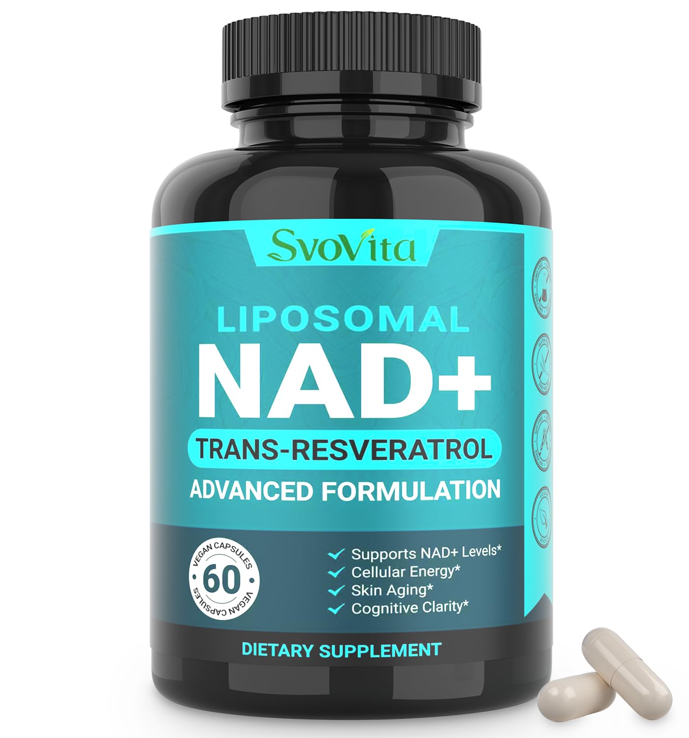 NAD Supplement 500mg, Liposomal NAD+ Supplement with Trans-Resveratrol