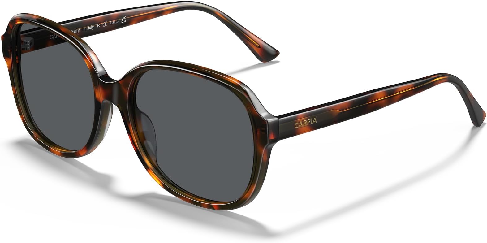 CARFIA Acetate Polarized Sunglasses for Women UV Protection Retro Trendy Big Sunnies CA2024 Tortoise