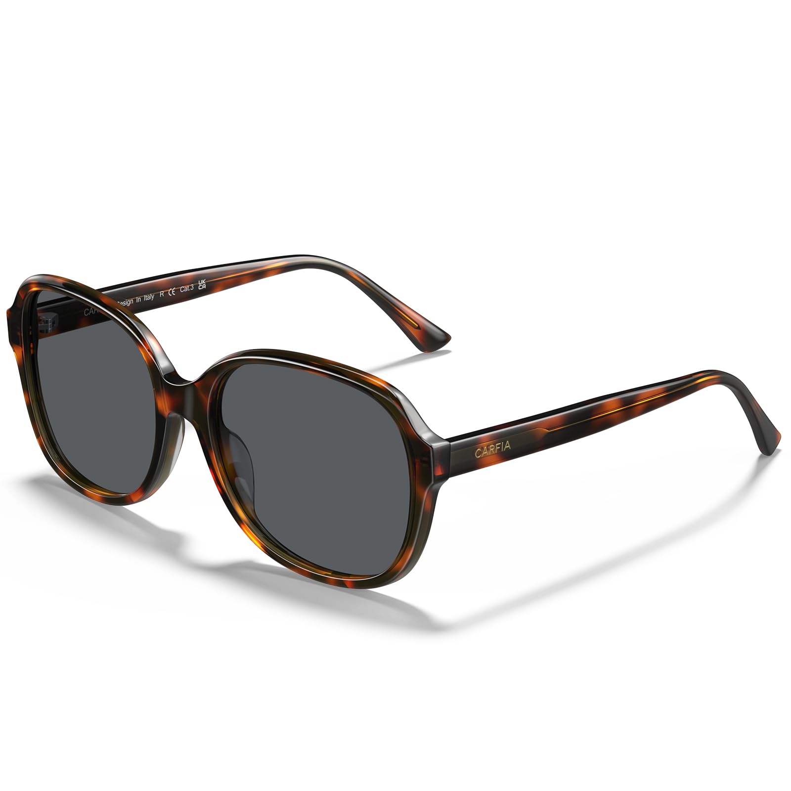 CARFIA Acetate Polarized Sunglasses for Women UV Protection Retro Trendy Big Sunnies CA2024 Tortoise