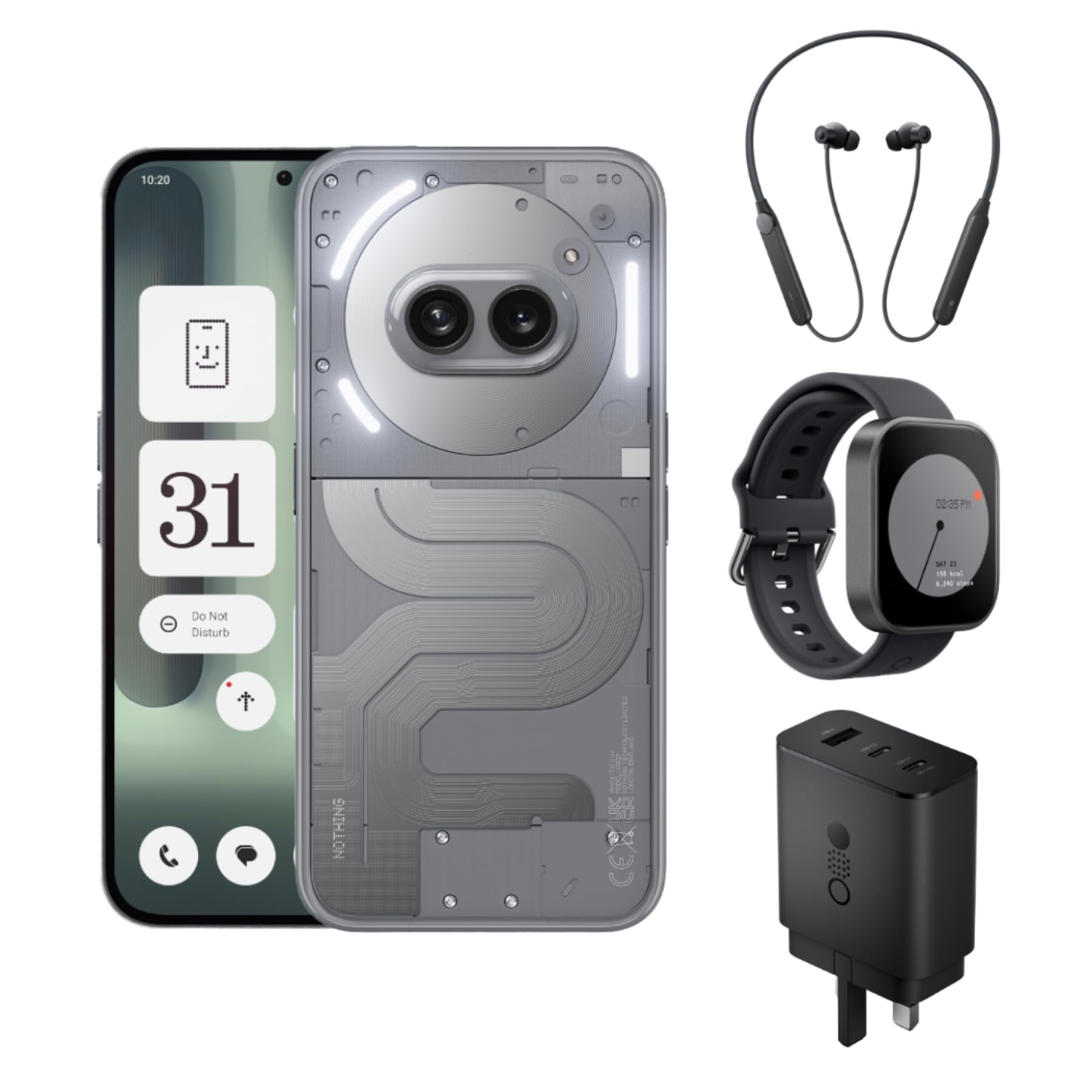 Nothing Phone (2a) Plus 12 + 256 GB Grey + Bundle Offer CMF Neckband,CMF Watch Pro and CMF 65W Gan
