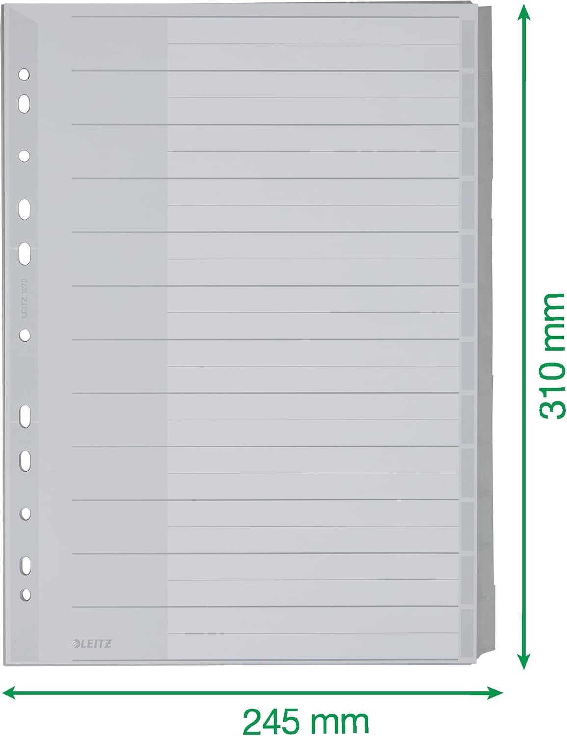 Leitz 12730000 Plastic Index Blank A4 Polypropylene 12 Sheets Grey
