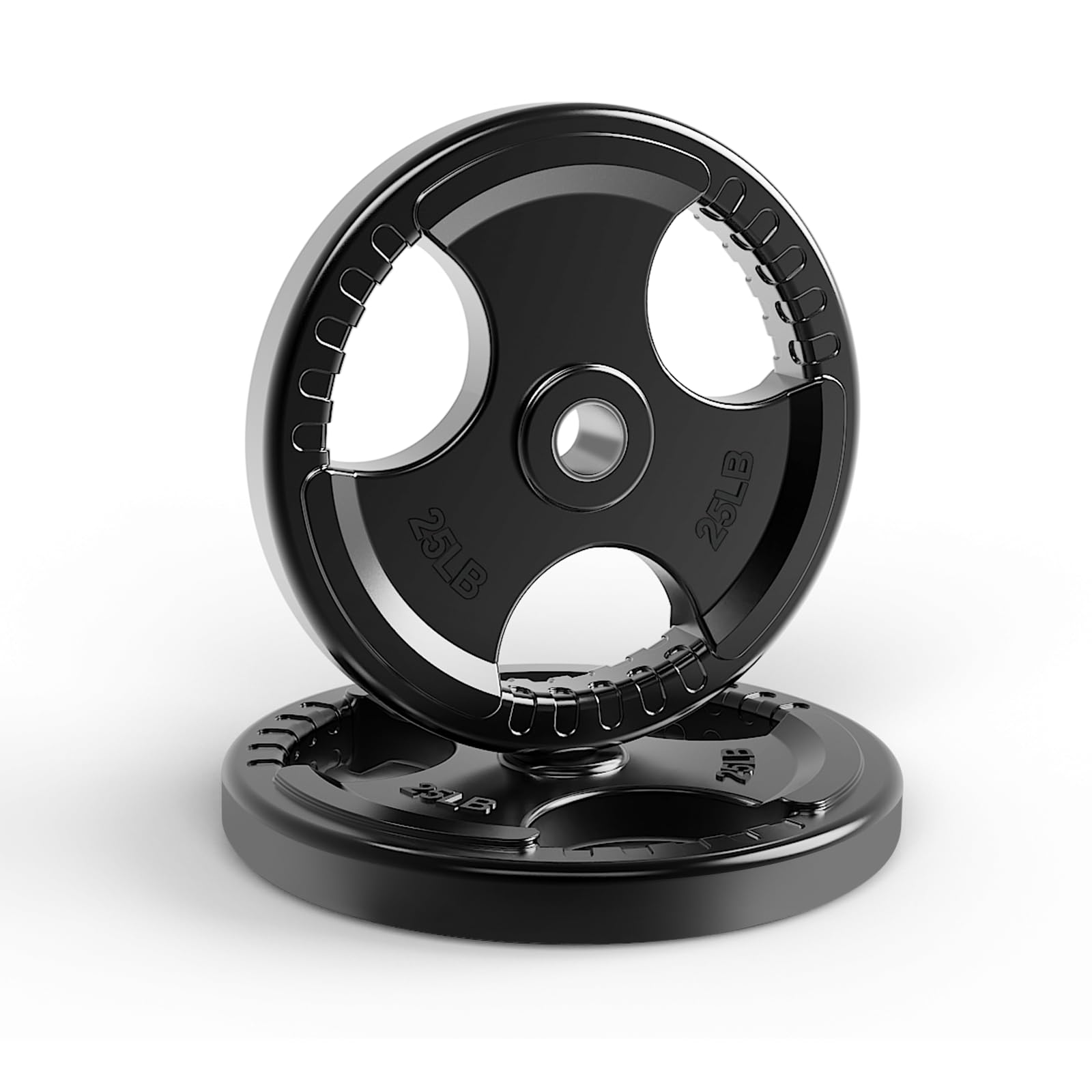 LIONSCOOL 2-Inch Rubber Olympic Grip Weight Plates for Strength Training, Weightlifting, Solid Cast Iron Plate for Barbell in Single/Pair/Set for Home & Gym (2.5-45LB), One Year Warranty