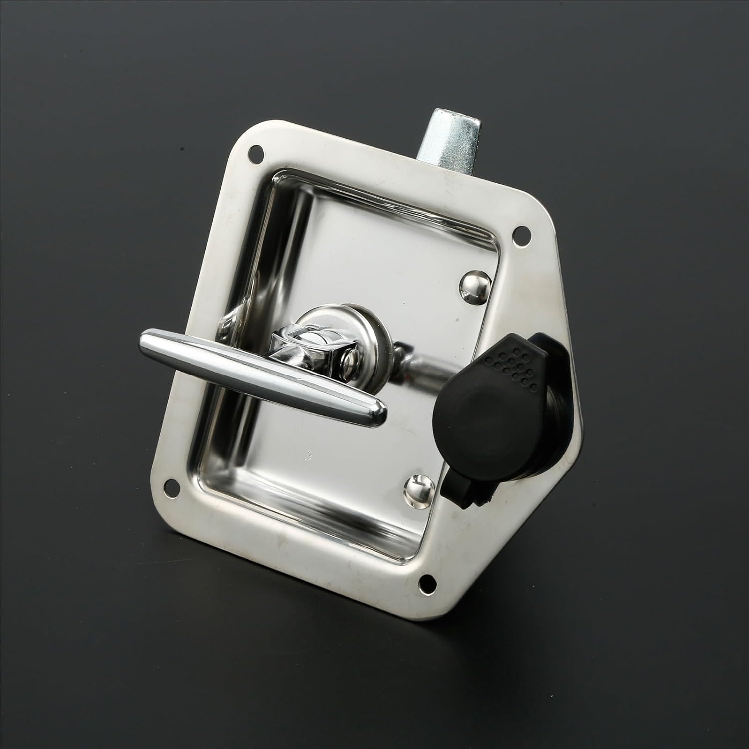 MS857 304 Folding T Shape Handle Panel Door Lock Box Latch with Padlock 1Pcs