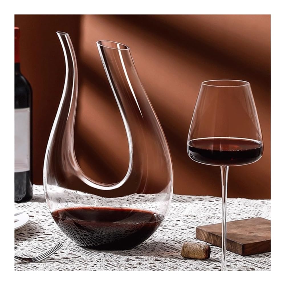 birene Decanter Decanter for Vino in Vetro a Forma di U, caraffa con aeratore Curvo, Articoli da Bar for cene di degustazione a casa